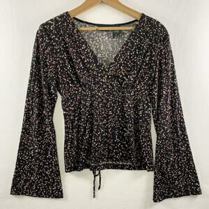 VTG Mix It Women Y2K Babydoll Top Sz L Whimisgoth Ditsy Dot Tie Back Flare‎ USA